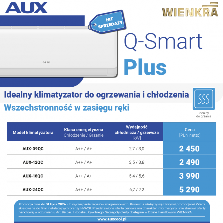 Klimatyzatory AUX Q-Smart Plus - Najlepsza oferta na rynku!