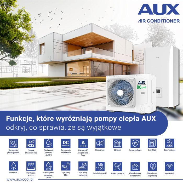 Funkcje ktore wyrozniaja pompe ciepla AUX