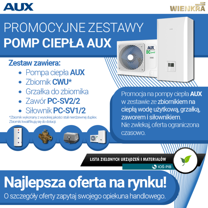 Promocyjne zestawy pompy ciepła AUX